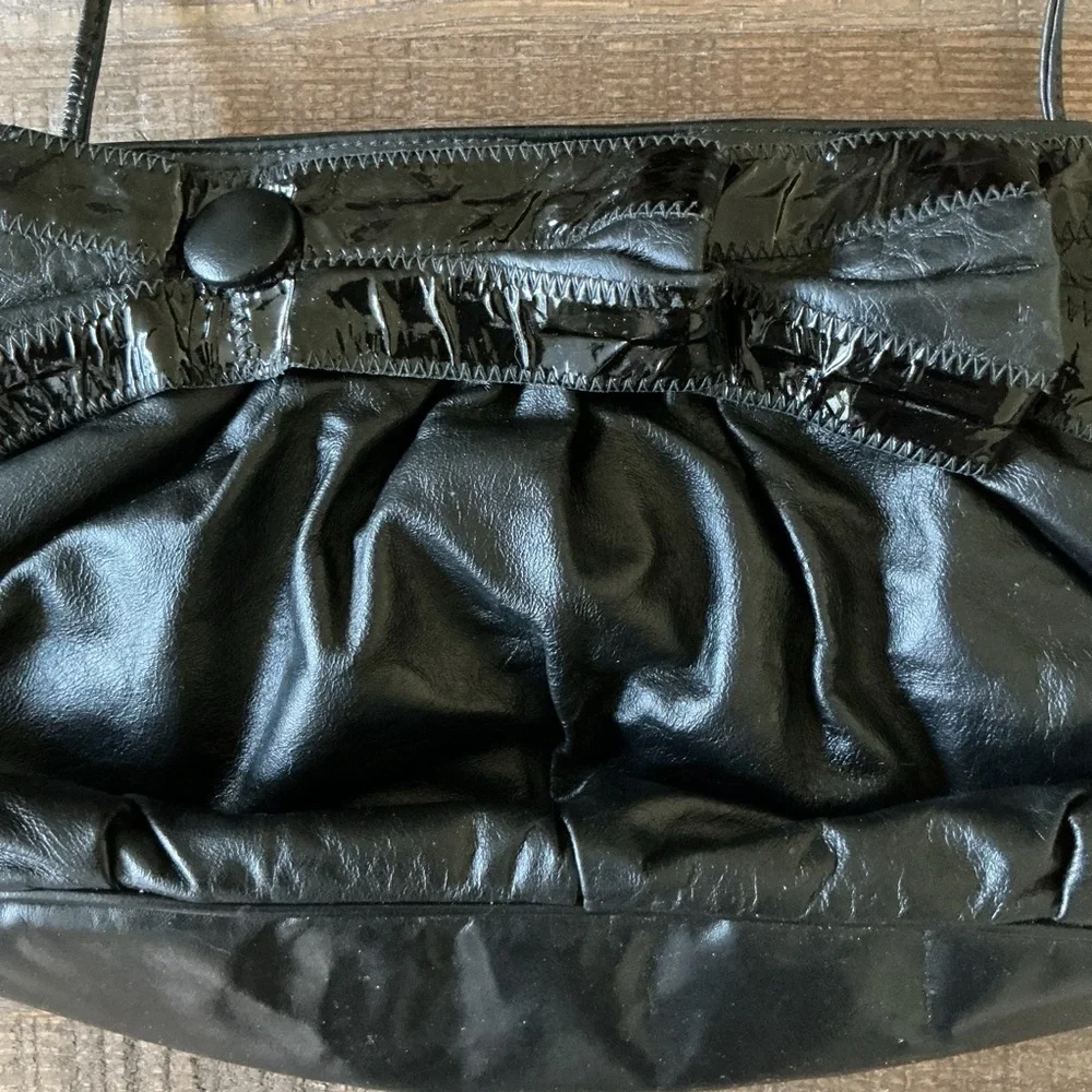 Vintage Samir 80’s Black Leather Shoulder Handbag
